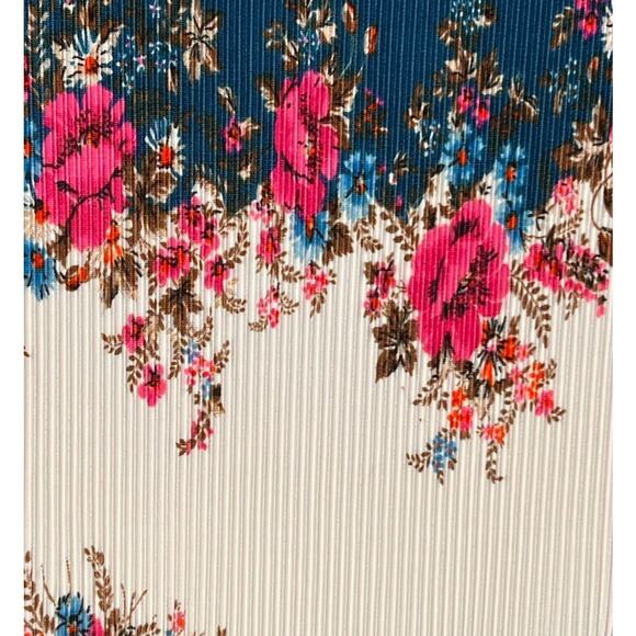 Vintage 70s Piccolo Size 4 Floral Dress Plisse Bodice Cotton Blend Disco - Picture 8 of 8